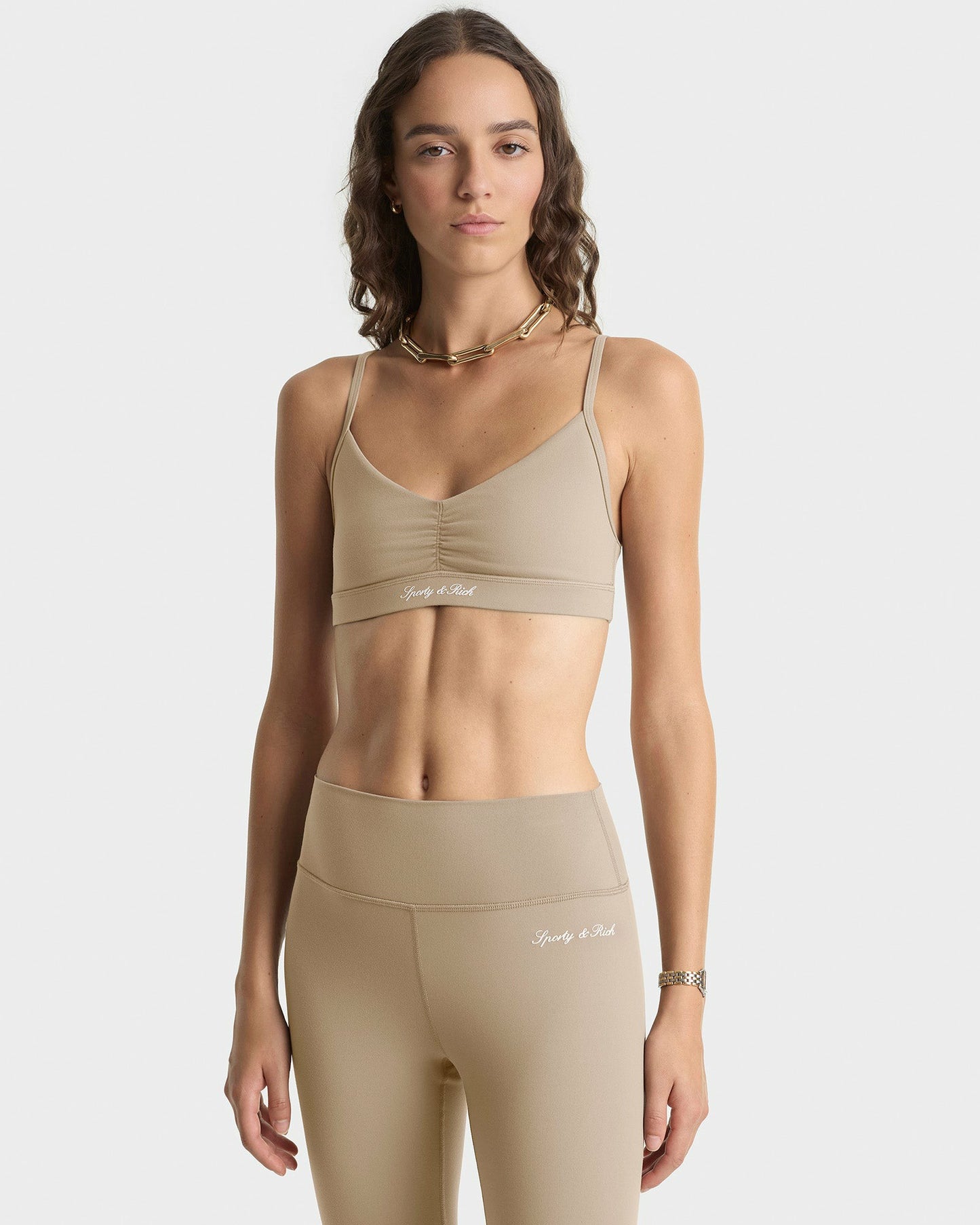 Signature Logo Legging - Hazelnut/White