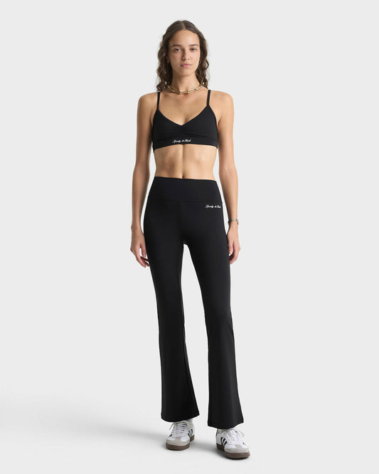Signature Logo Flared Legging - Black/White