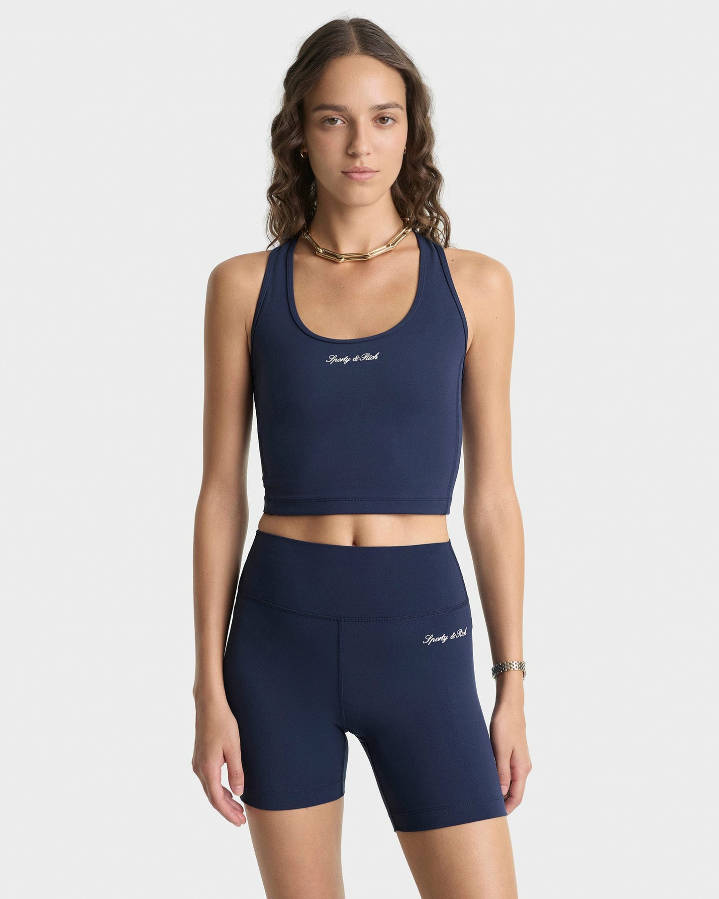 Signature Logo Biker Short - Navy/White