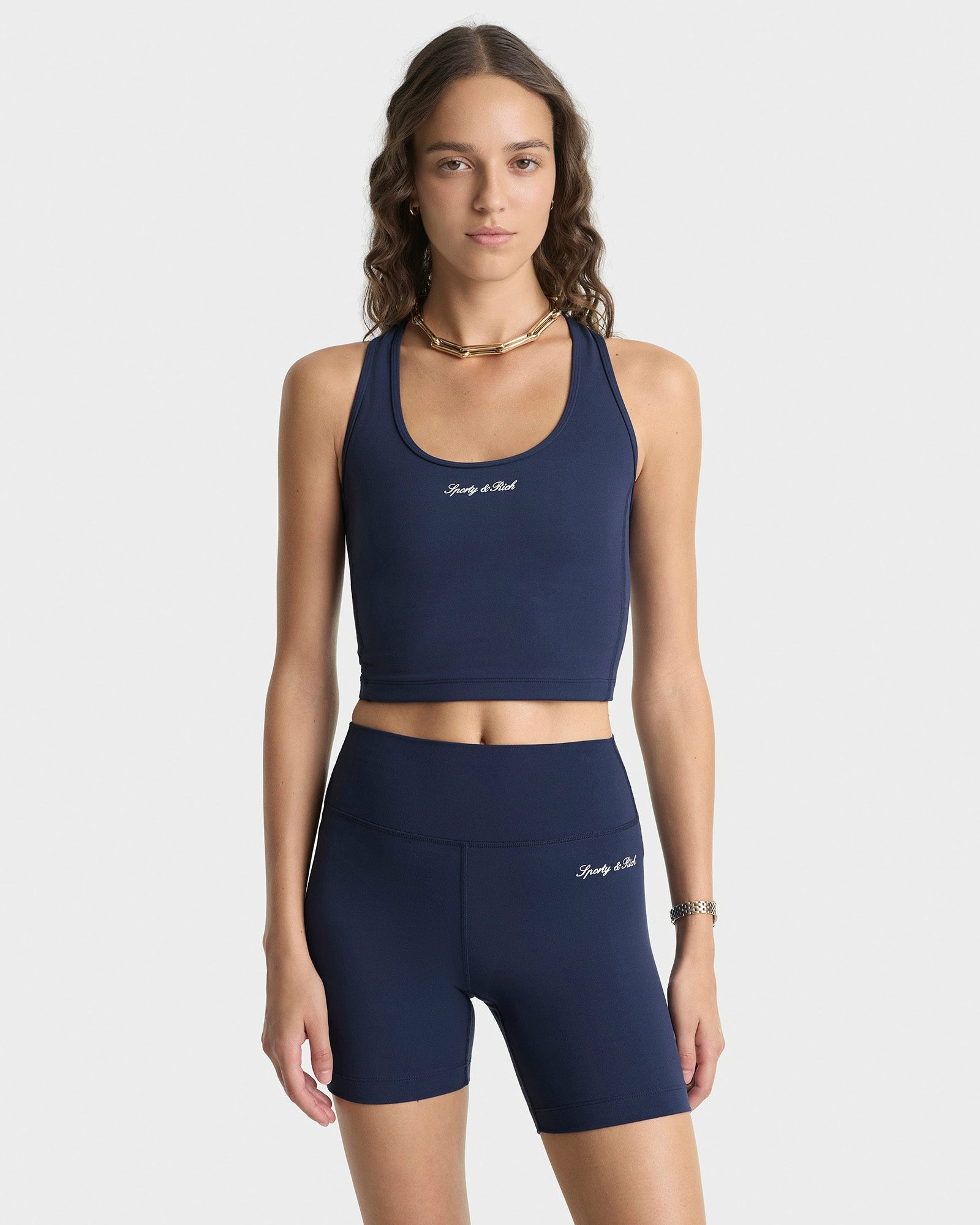 Signature Logo Biker Short - Navy/White