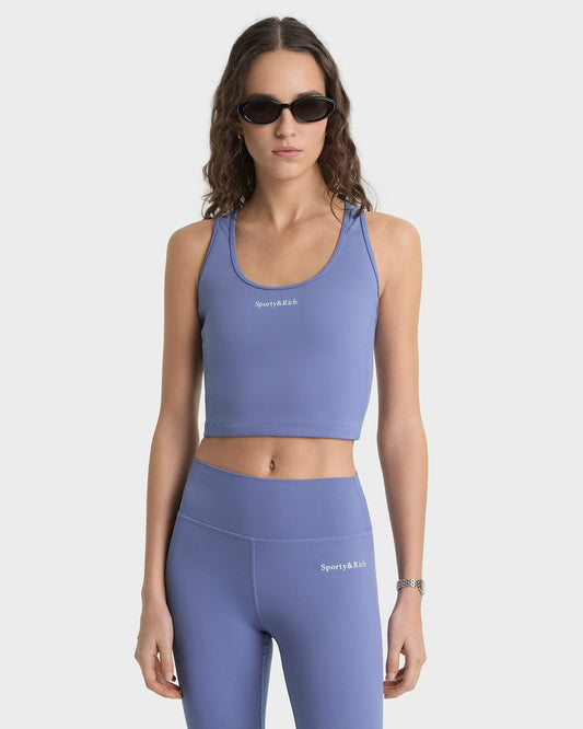 Serif Logo Sports Tank - Colony Blue