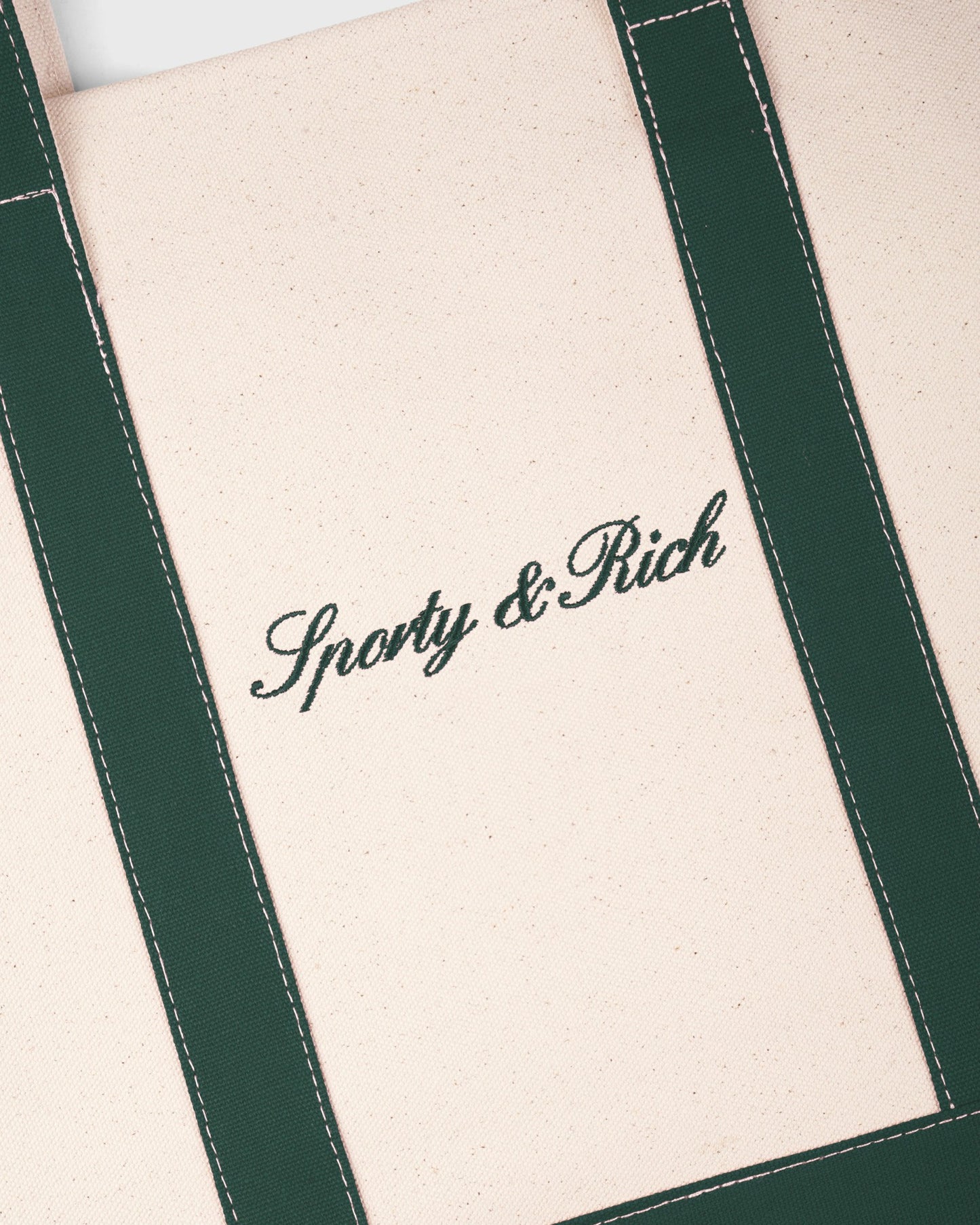 Signature Logo Large Tote - Natural/Forest Green