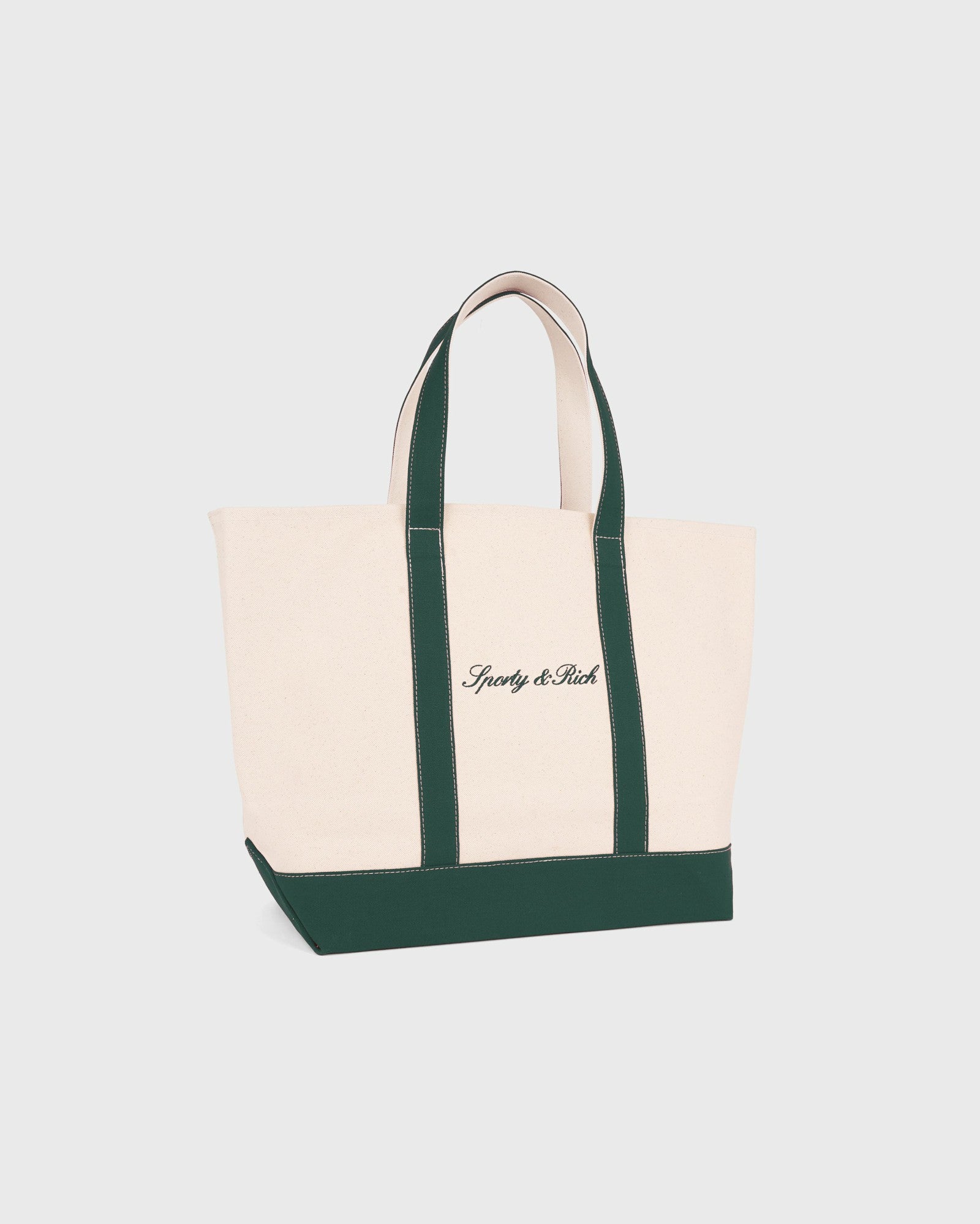 Signature Logo Medium Tote - Natural/Forest Green