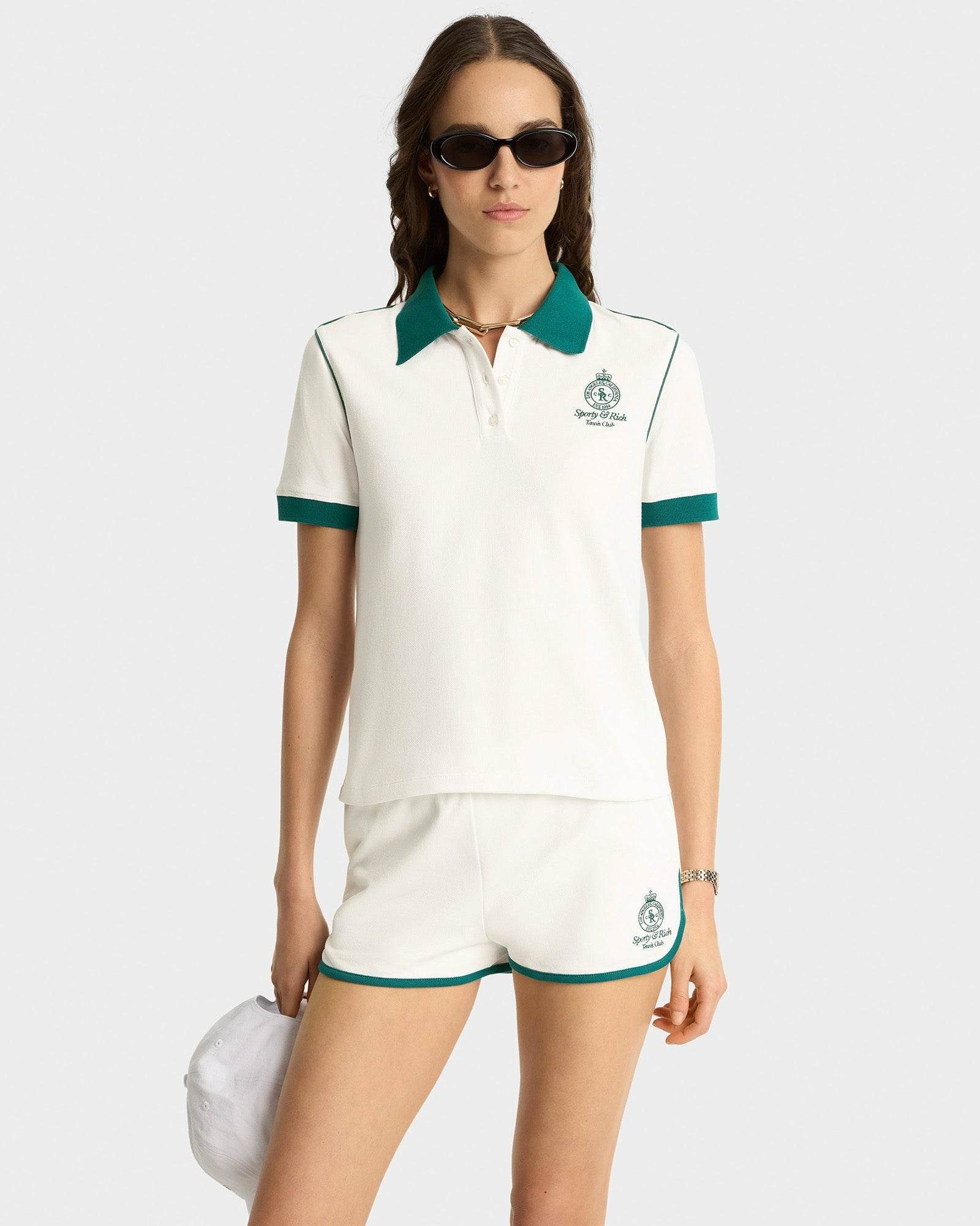 Crown Tennis Pique Short - White/Alpine