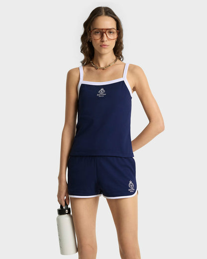 Crown Tennis Pique Short - Navy/White