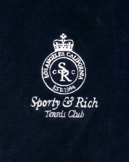 Crown Tennis Velour Short - Navy/Ecru