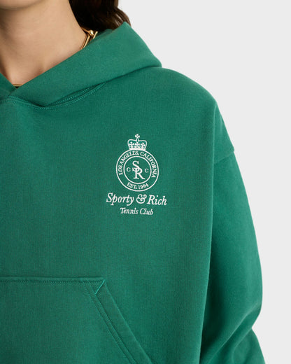 Crown Tennis Cropped Hoodie - Alpine/White