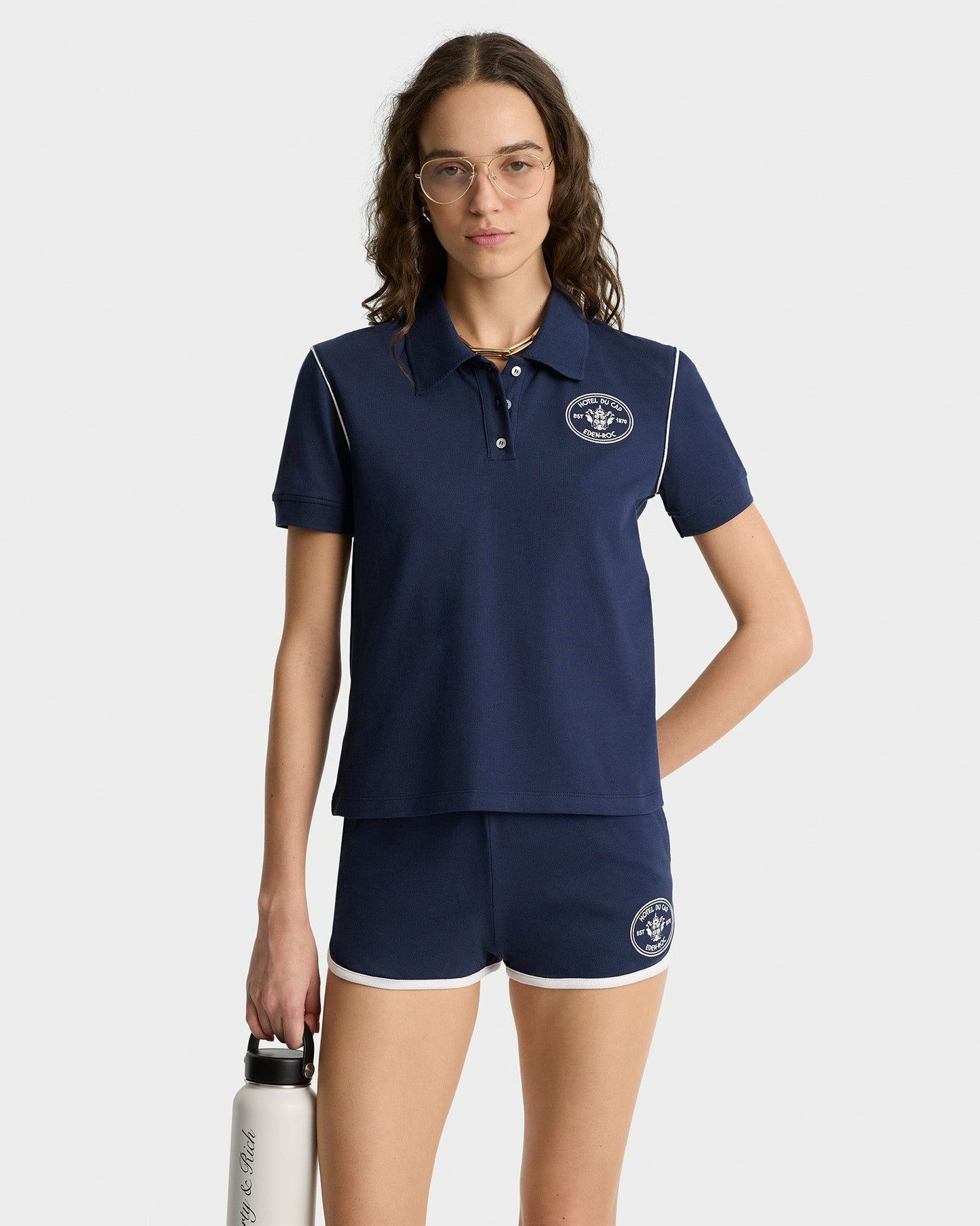 Eden Crest Embroidered Pique Polo - Navy/White