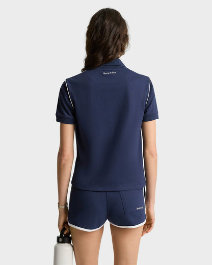 Eden Crest Embroidered Pique Polo - Navy/White