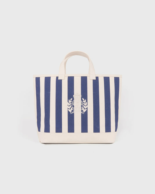 NY Crest Beach Tote - Natural/Light Navy