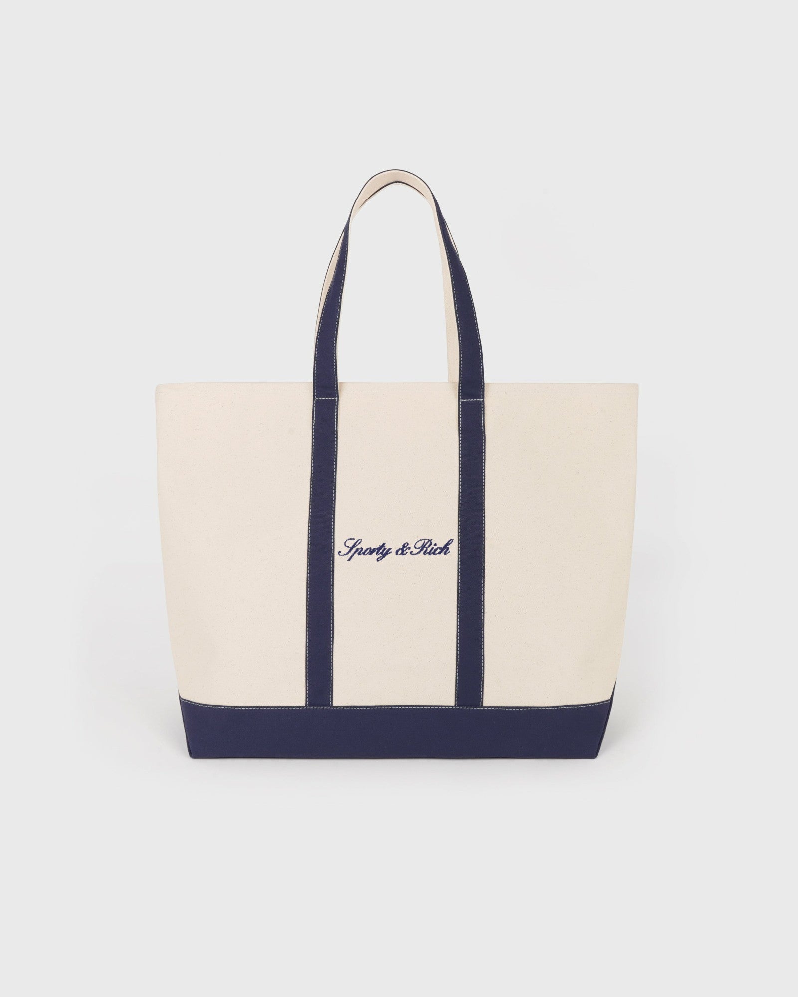 Signature Logo Large Tote - Natural/Dark Navy