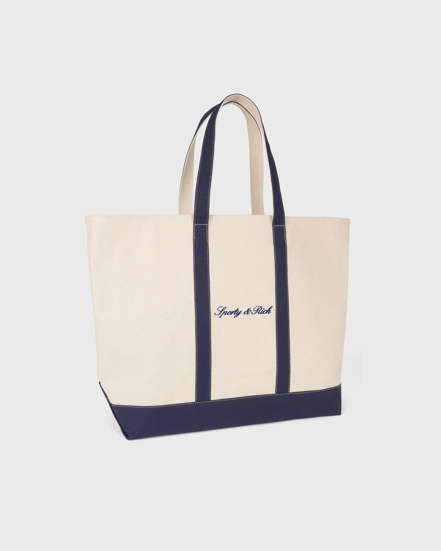 Signature Logo Large Tote - Natural/Dark Navy