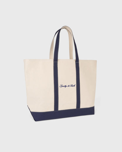 Signature Logo Large Tote - Natural/Dark Navy