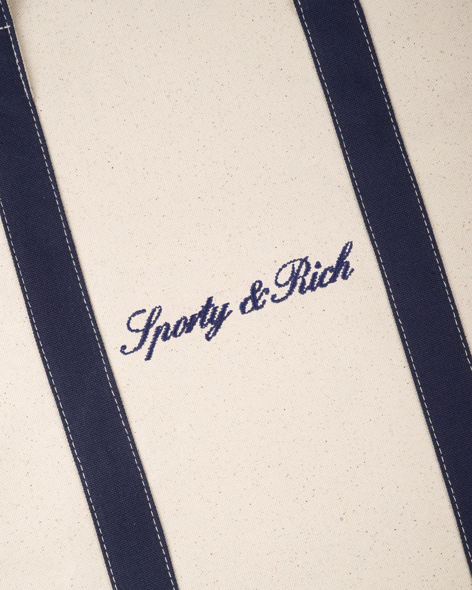 Signature Logo Medium Tote - Natural/Dark Navy