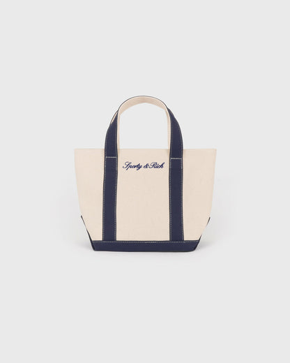 Signature Logo Mini Tote - Natural/Dark Navy