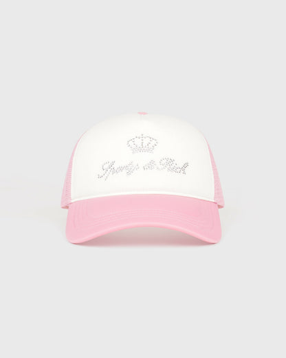 Juicy Crown Trucker Hat - White/Rose