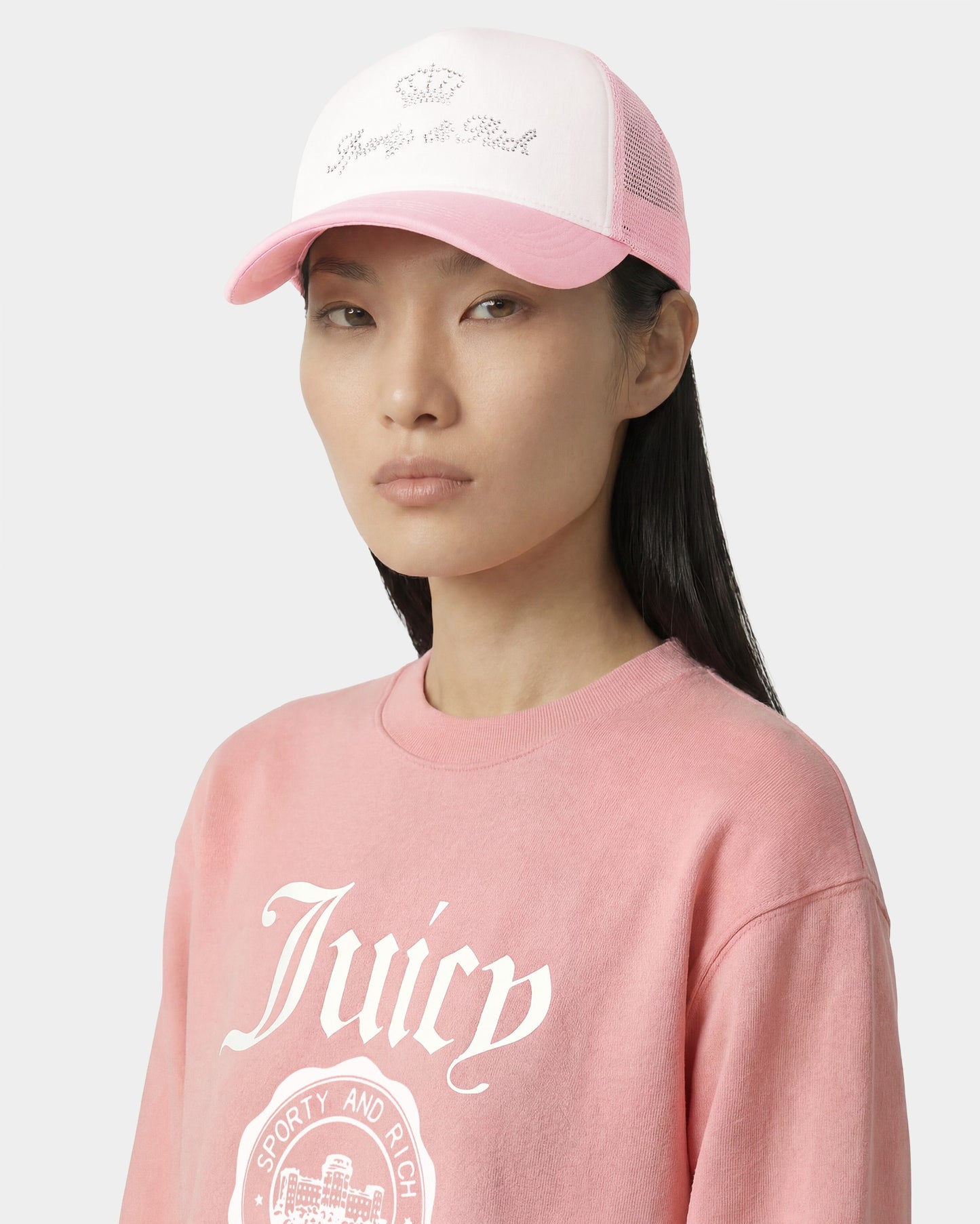 Juicy Crown Trucker Hat - White/Rose
