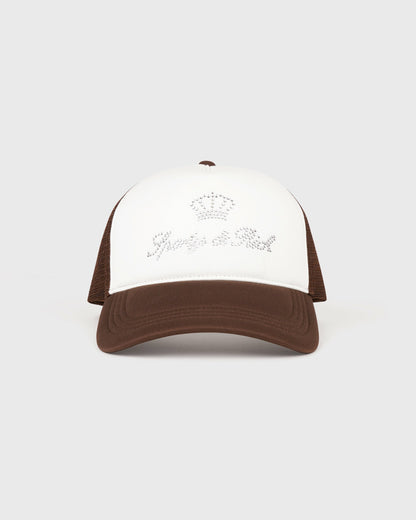 Juicy Crown Trucker Hat - White/Chocolate