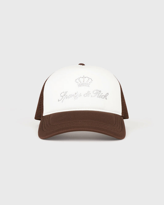 Juicy Crown Trucker Hat - White/Chocolate