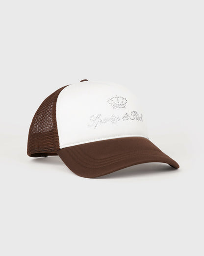 Juicy Crown Trucker Hat - White/Chocolate