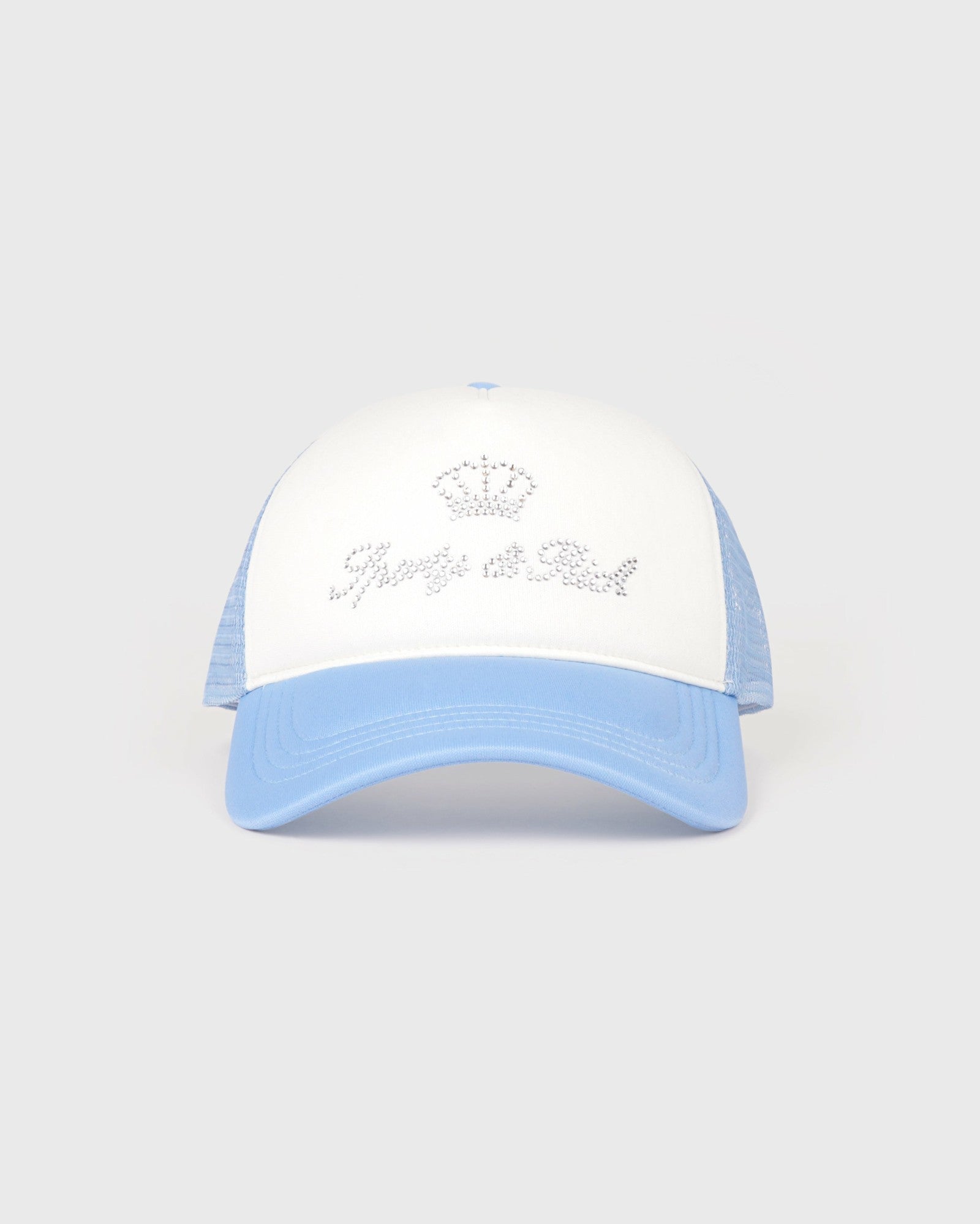 Juicy Crown Trucker Hat - White/Sky Blue