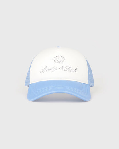 Juicy Crown Trucker Hat - White/Sky Blue