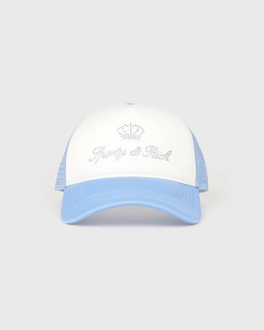 Juicy Crown Trucker Hat - White/Sky Blue