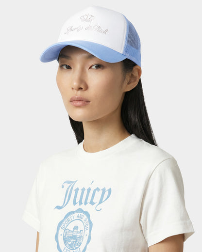 Juicy Crown Trucker Hat - White/Sky Blue
