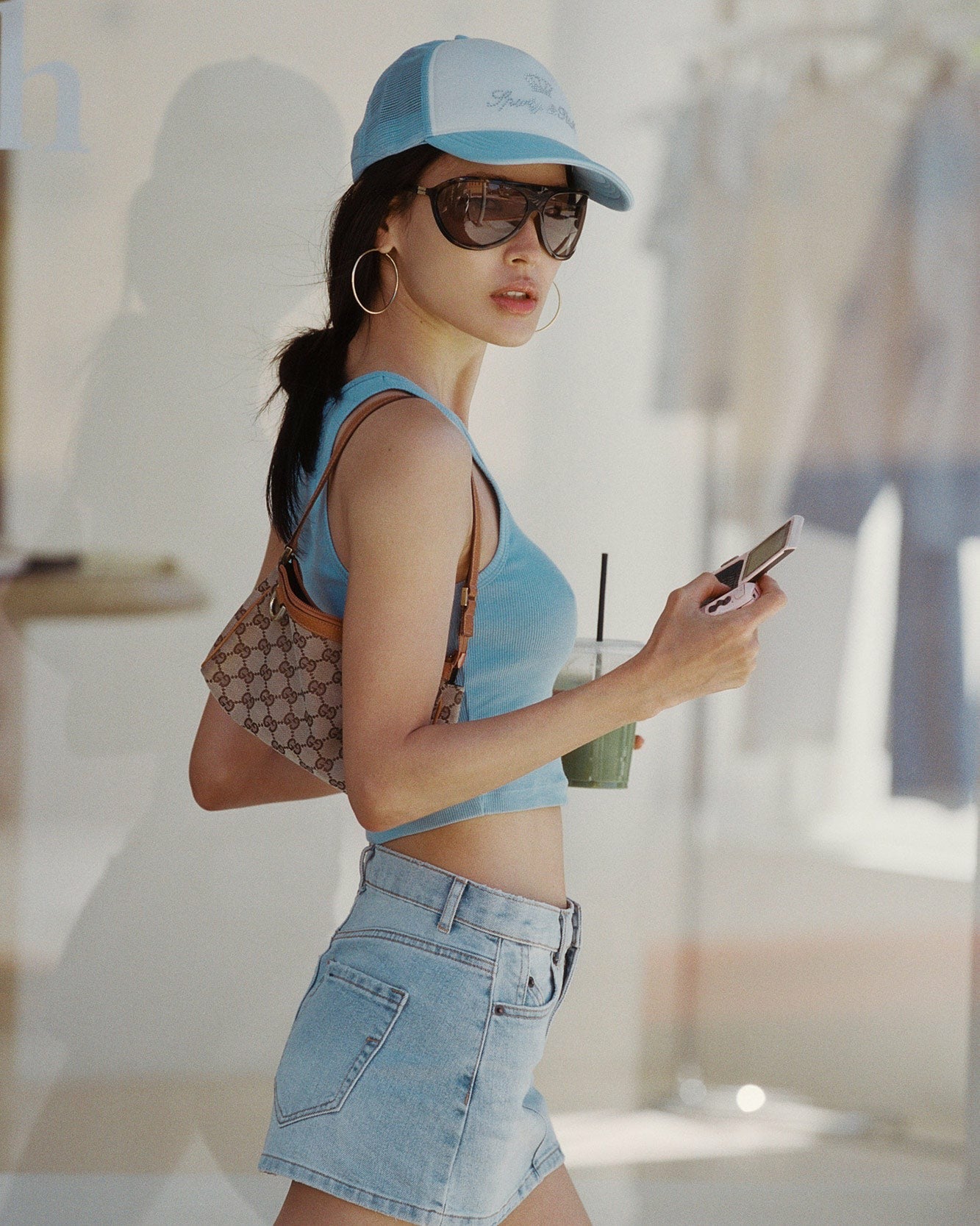 Juicy Crown Trucker Hat - White/Sky Blue