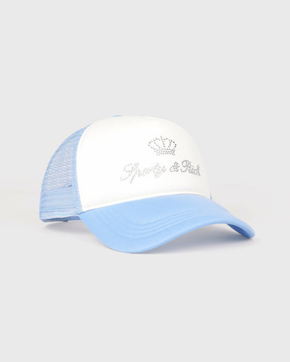 Juicy Crown Trucker Hat - White/Sky Blue
