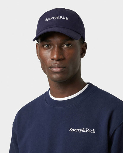 Serif Logo Hat - Navy/White