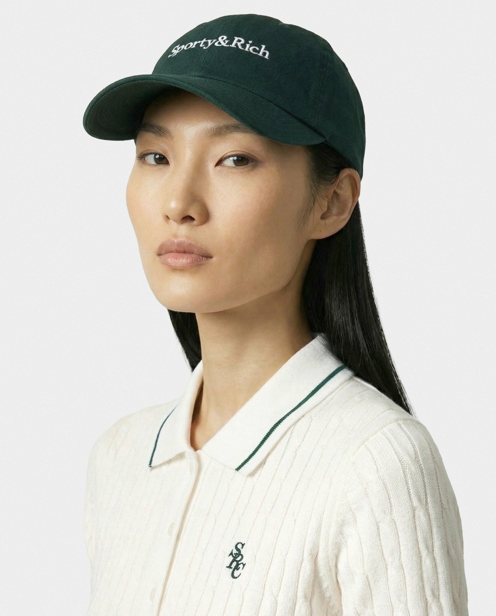 Serif Logo Hat - Forest/White