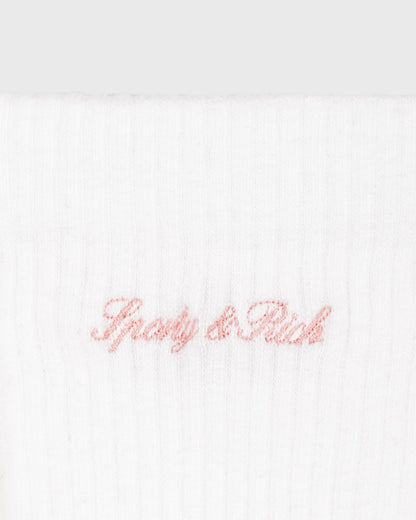 Juicy Script Sock - White/Rose