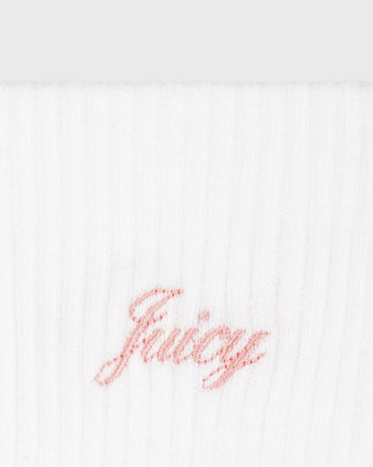 Juicy Script Sock - White/Rose
