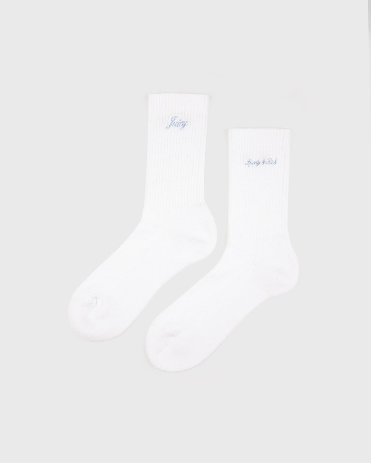 Juicy Script Sock - White/Sky Blue