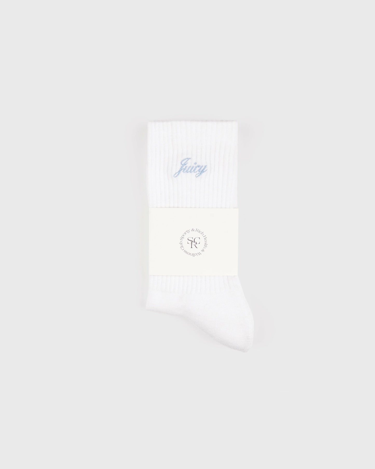 Juicy Script Sock - White/Sky Blue
