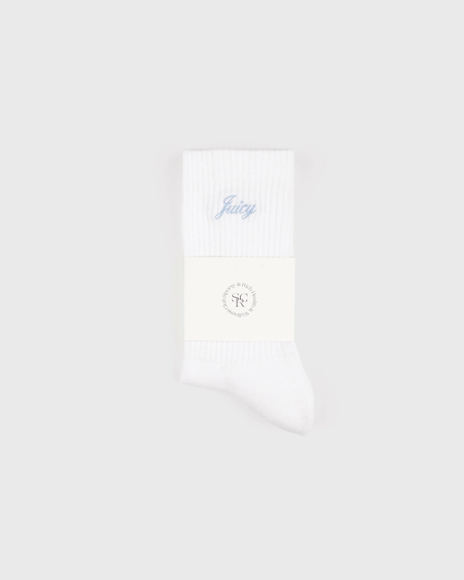 Juicy Script Sock - White/Sky Blue