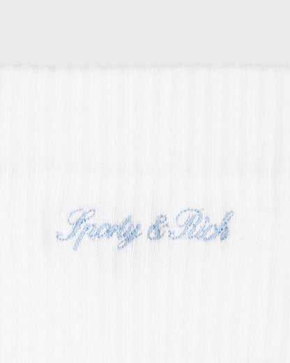 Juicy Script Sock - White/Sky Blue