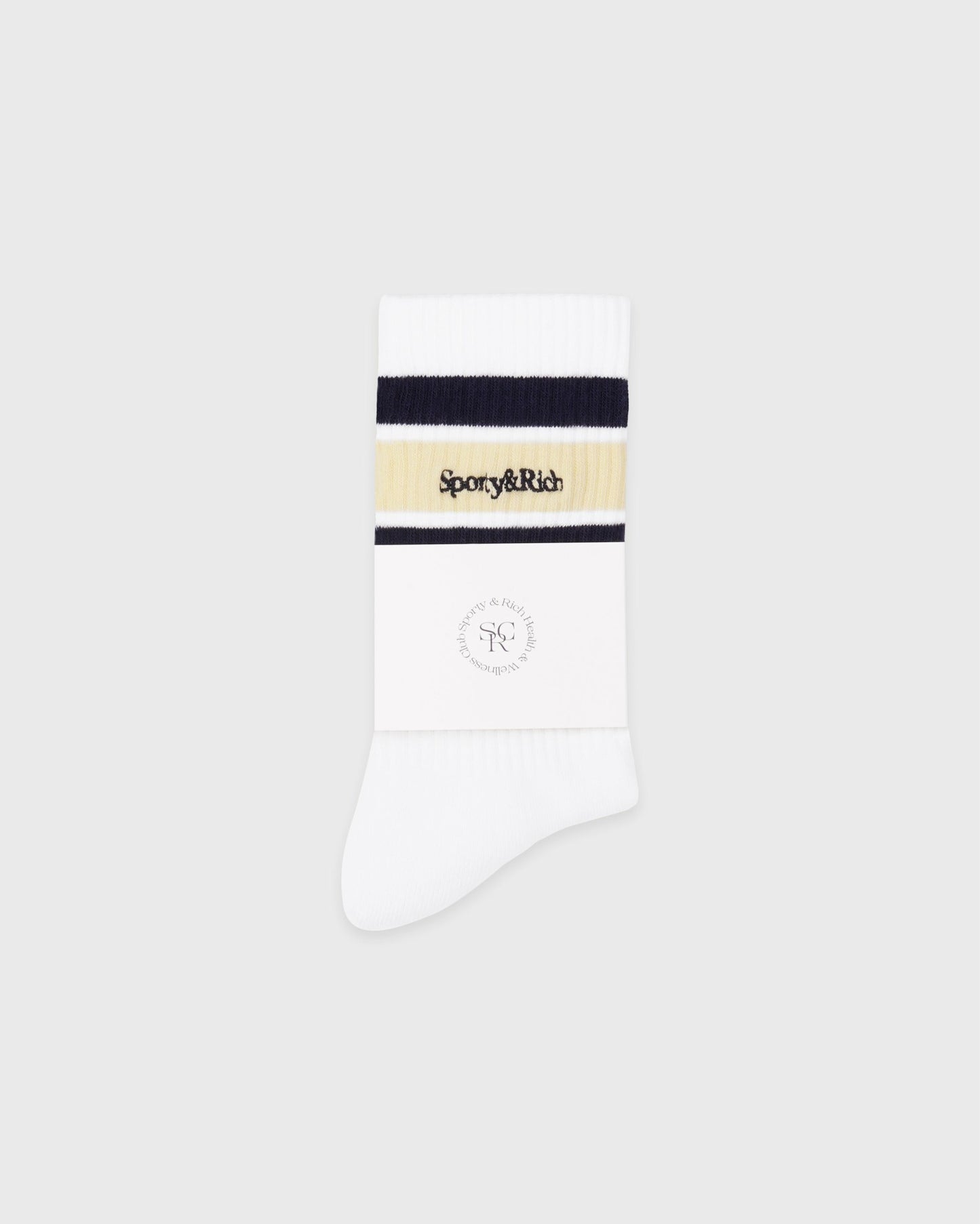 Serif Logo Socks - White/Navy/Almond