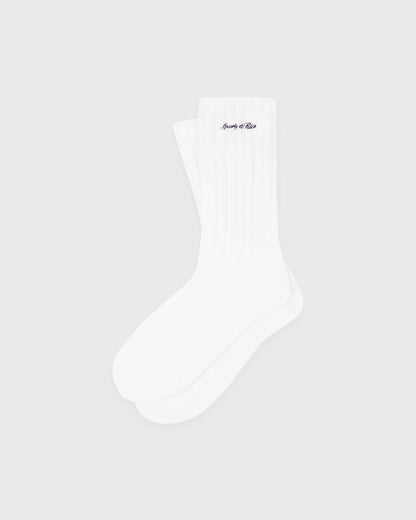 Signature Logo Rib Socks - White