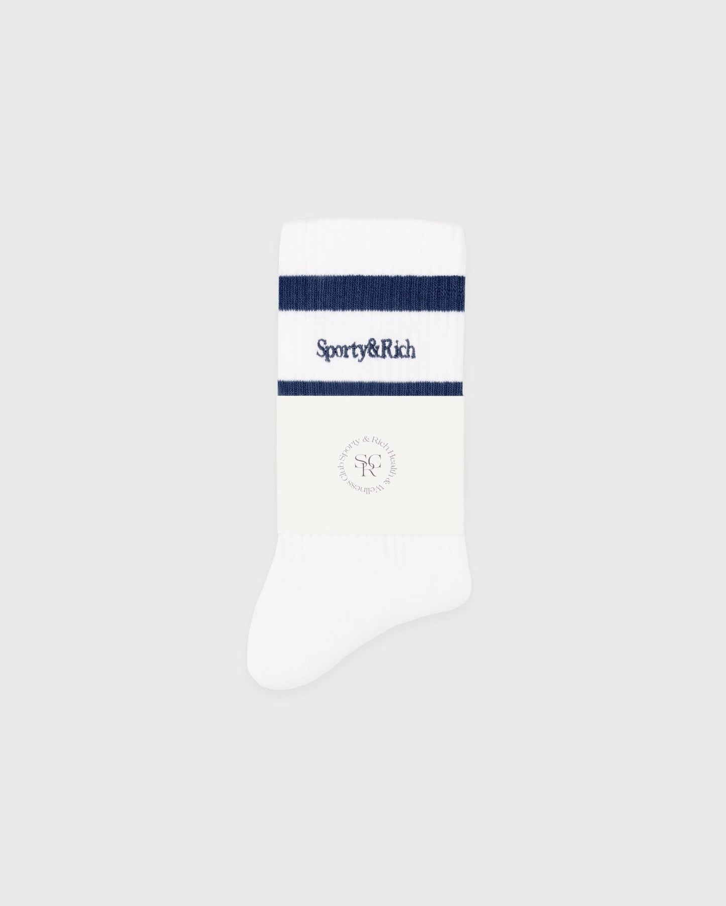 Serif Logo Kids Sock - White/Light Navy