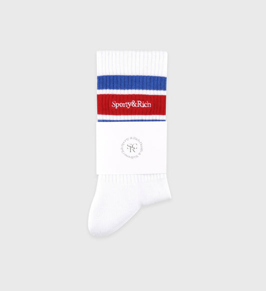 Serif Logo Socks - White/Team Blue/Ruby