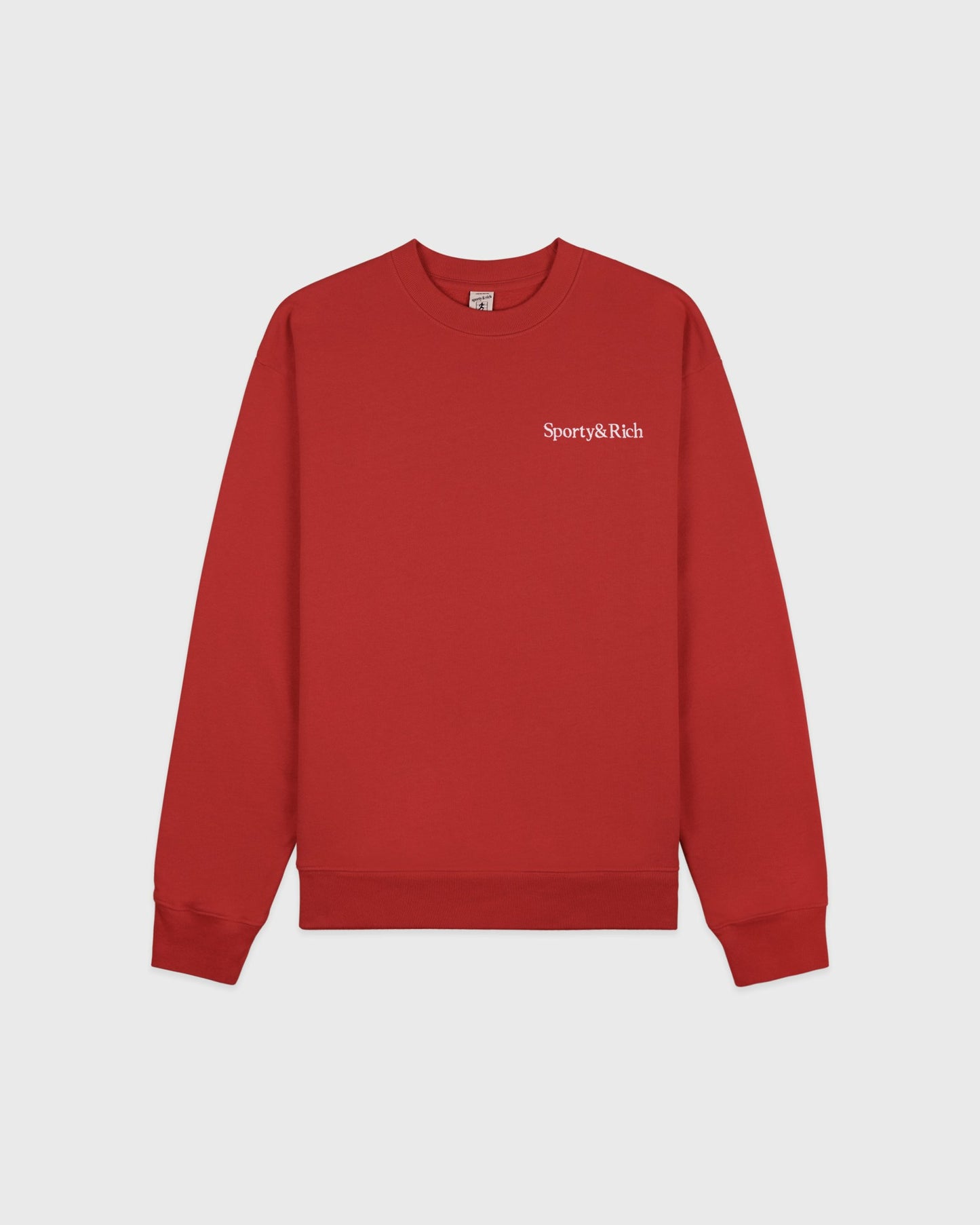 Serif Logo Embroidered Crewneck - Faded Merlot/White