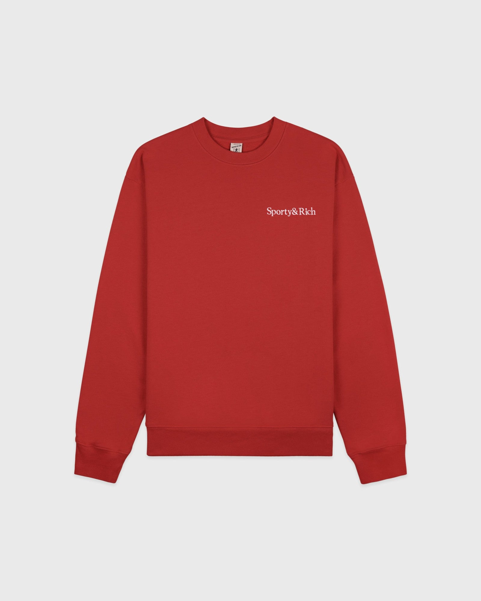 Serif Logo Embroidered Crewneck - Faded Merlot/White
