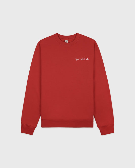 Serif Logo Embroidered Crewneck - Faded Merlot/White