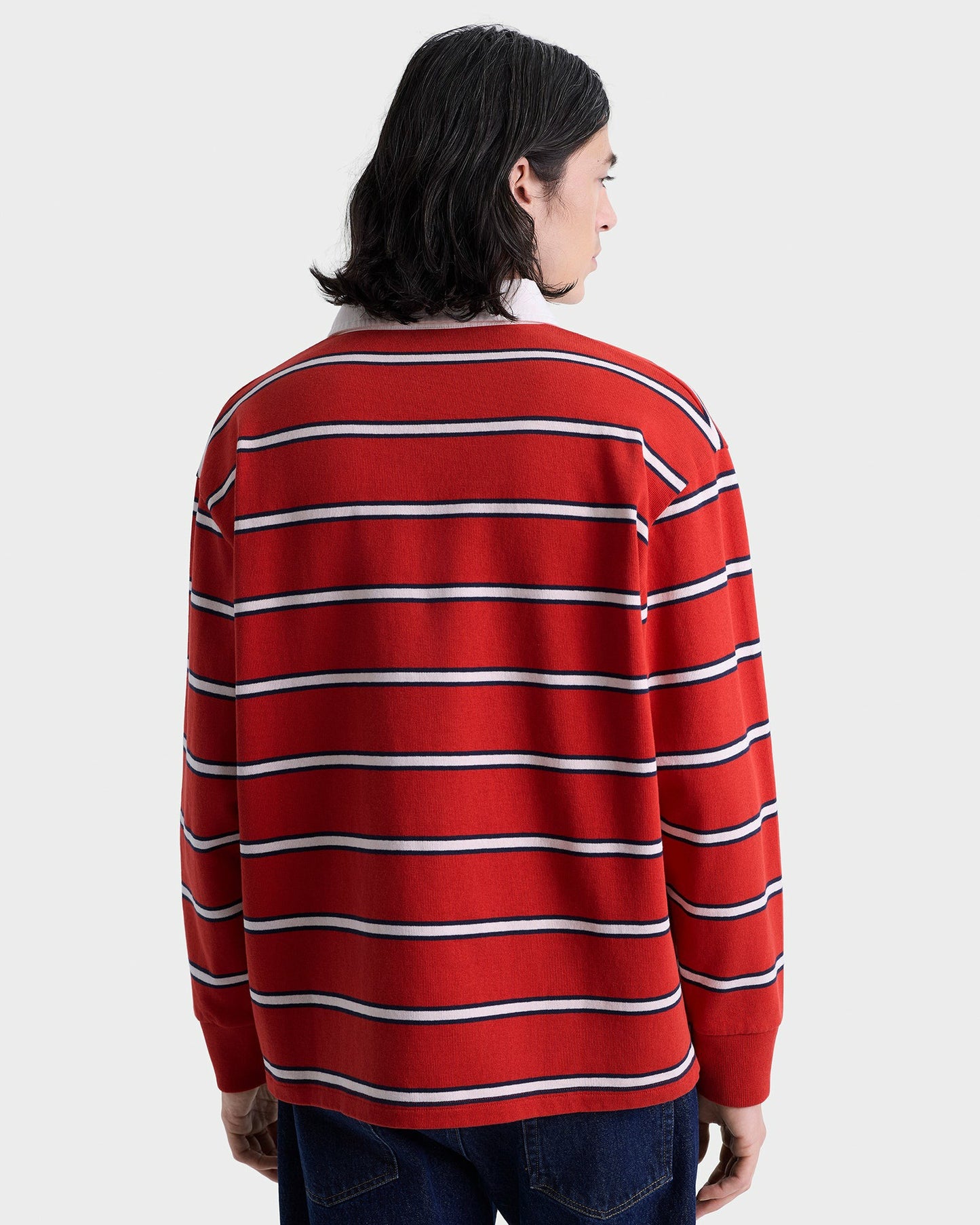 S&R Nautical Rugby Polo Men - Ruby/Navy/White