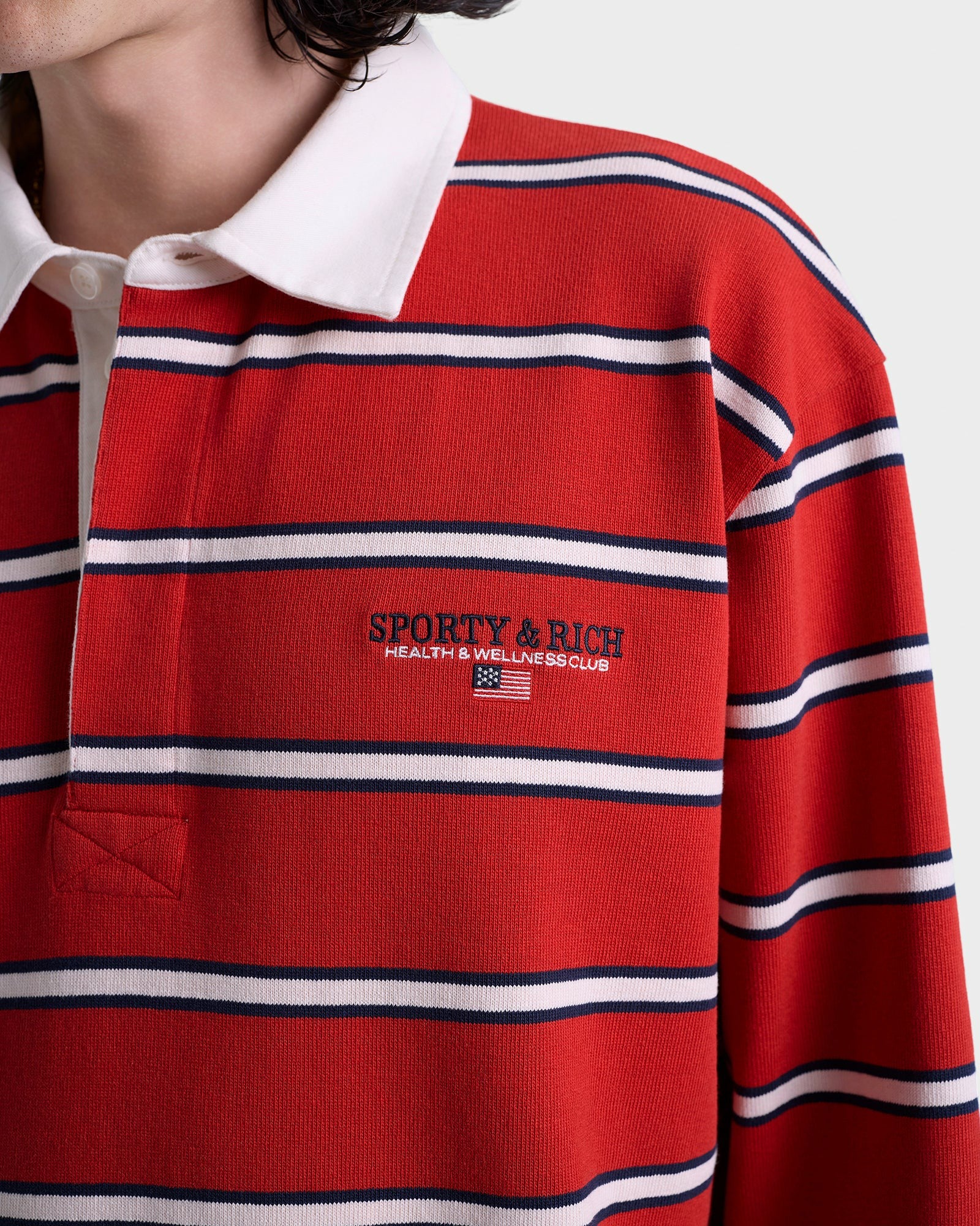 S&R Nautical Rugby Polo Men - Ruby/Navy/White