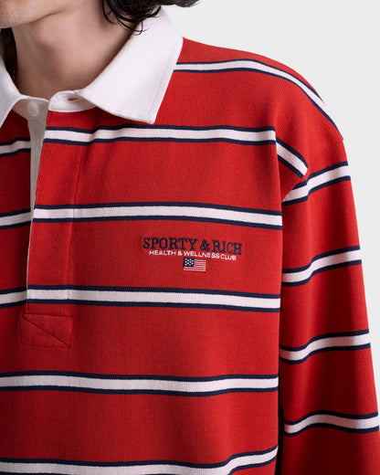 S&R Nautical Rugby Polo Men - Ruby/Navy/White