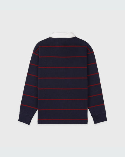 Serif Logo Rugby Polo Men - Dark Navy/White/Merlot