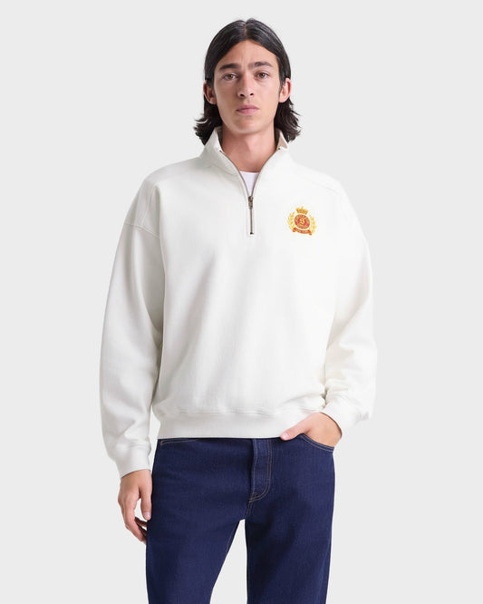 NY Crest Embroidered Quarter zip Men - White